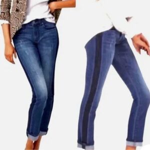 Cabi High Straight Tuxedo Stripe Jean